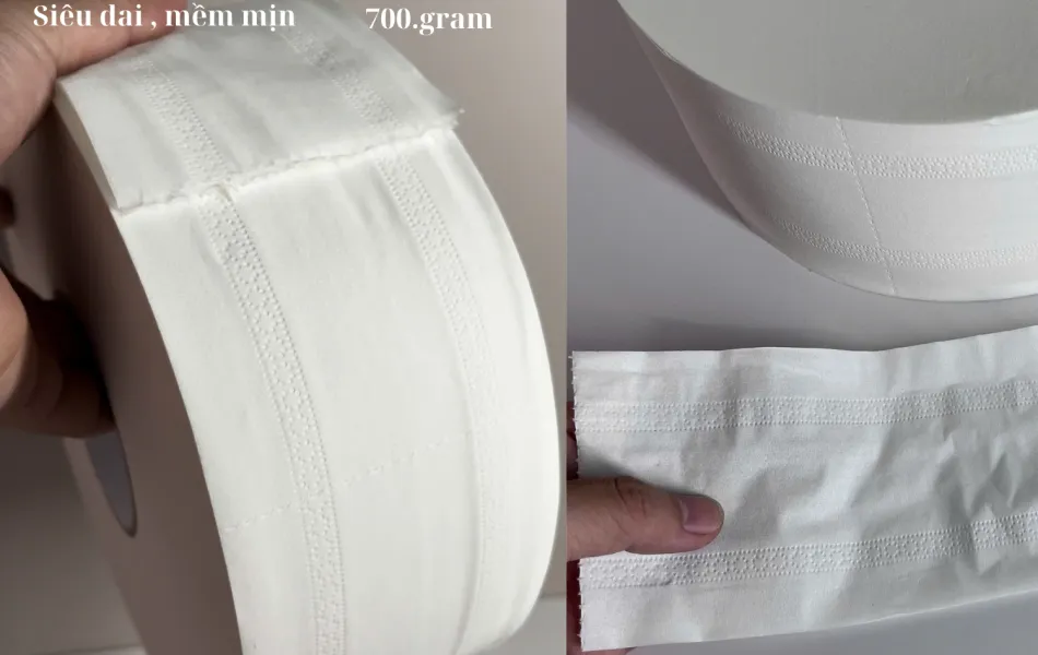 Giấy vệ sinh công nghiệp cuộn lớn 700g 3 lớp - 2025.