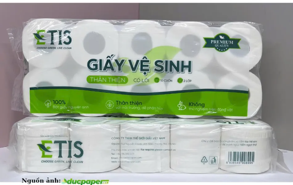 GIẤY VỆ SINH ETIS 10 CUỘN 3 LỚP - E1 CÓ LÕI - 2025