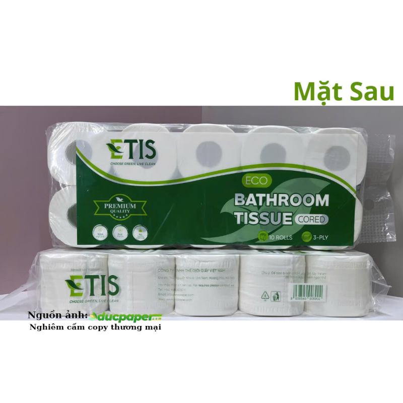 GIẤY VỆ SINH ETIS 10 CUỘN 4 LỚP CÓ LÕI - E12 LÕI - 2025