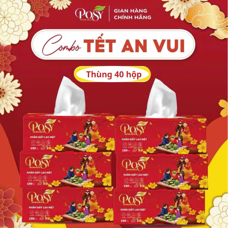 HỘP TẾT ĐỎ RÚT LỤA POSY 150 TỜ 3 LỚP