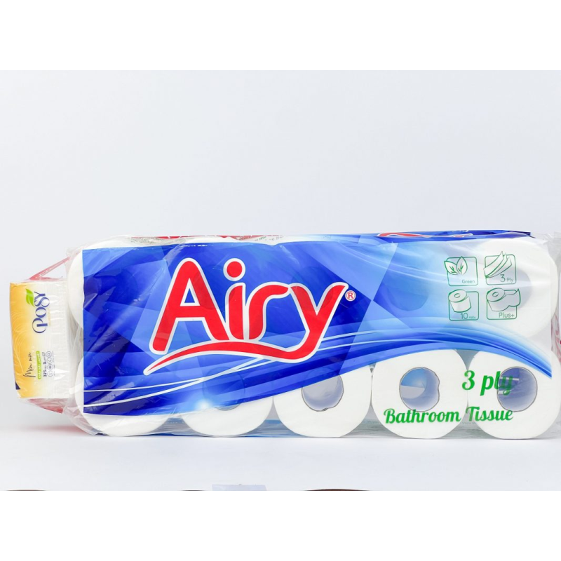 GIẤY VỆ SINH AIRY 10 CUỘN 3 LỚP CÓ LÕI - 2025